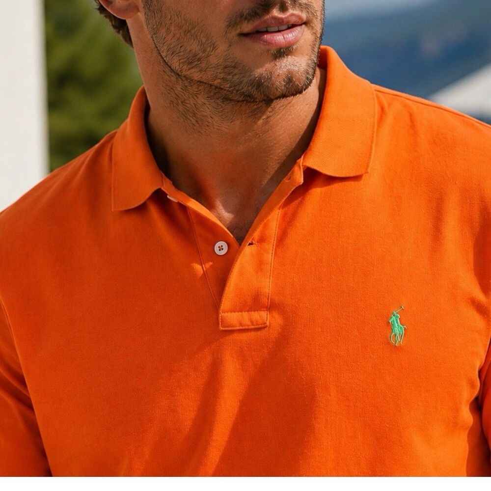 Polo Ralph Lauren Polo Shirt Mens XXL Orange Cotton Short Sleeve Classic Summer